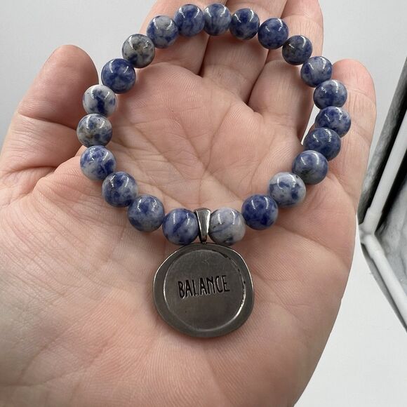 12mm Handmade Round Beaded Stretch Balance Bracelet Sodalite Semiprecious Stone - Picture 2 of 6